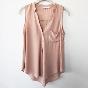 Nordstrom Lush Pink Peach Sleeveless Flowy Blouse, Small